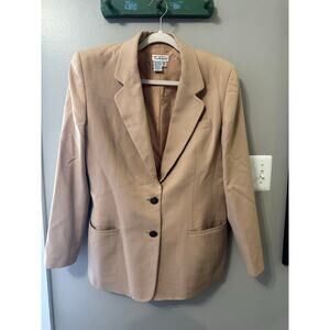 Vintage Talbots Blazer Jacket Women's 12 Tan Wool Brown Buttons Preppy Old Money